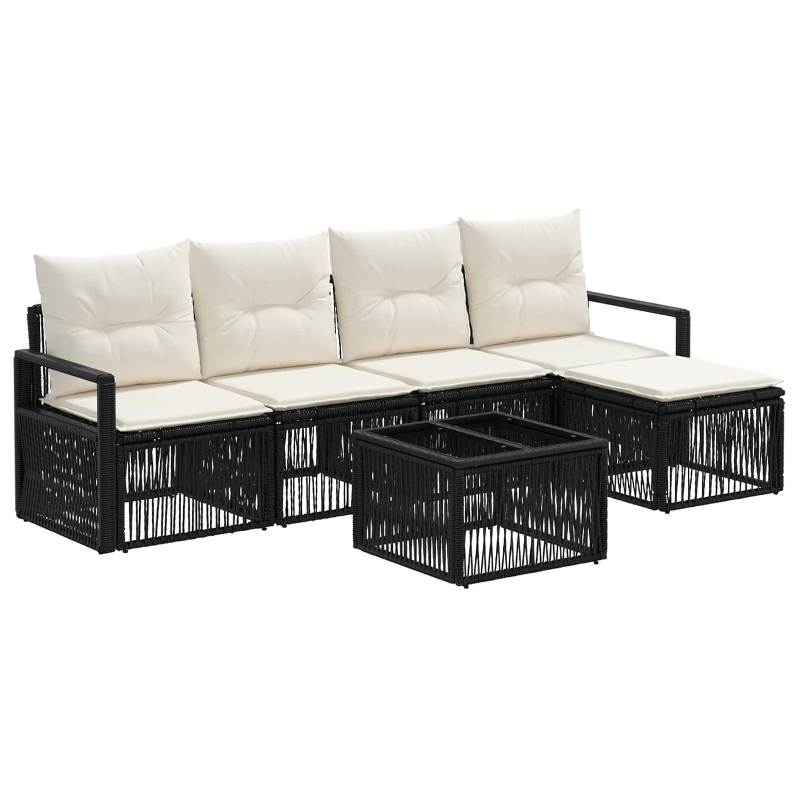 Conjunto de sofás de jardín 6 pcs Beige ratán sintético