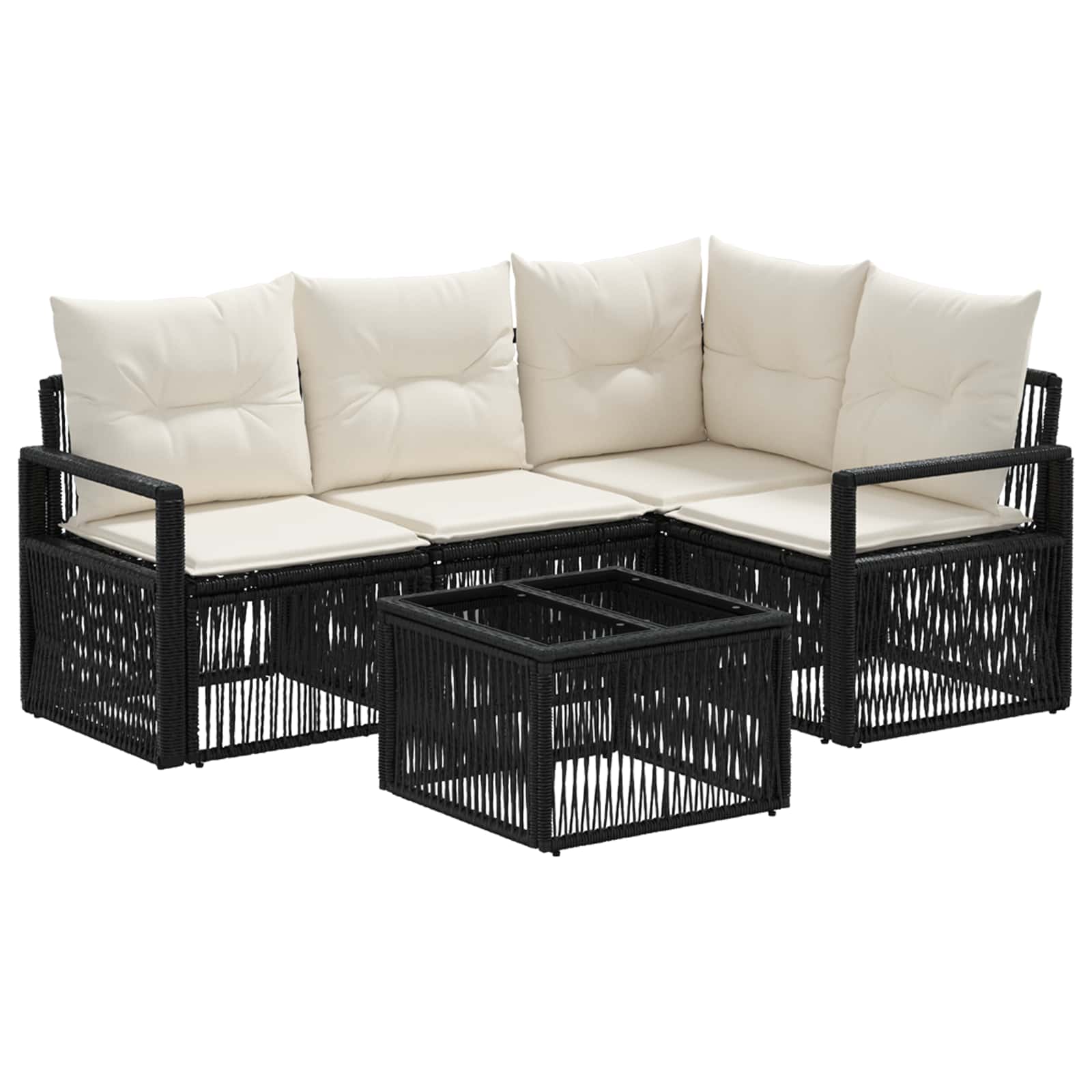 Conjunto de sofás de jardim 5 peças Bege vime sintético