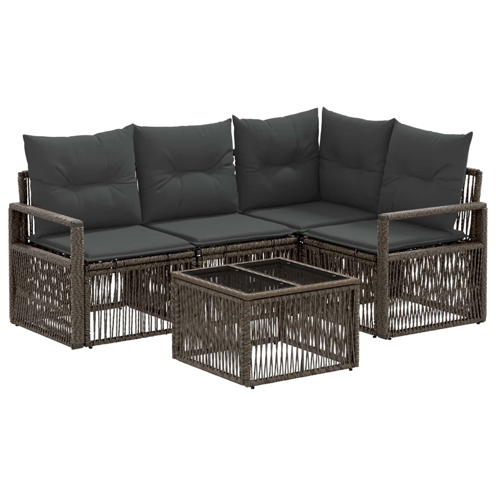 Conjunto de sofás de jardim 5 peças Bege vime sintético