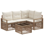 Conjunto de sofás de jardín 5 pcs Beige ratán sintético