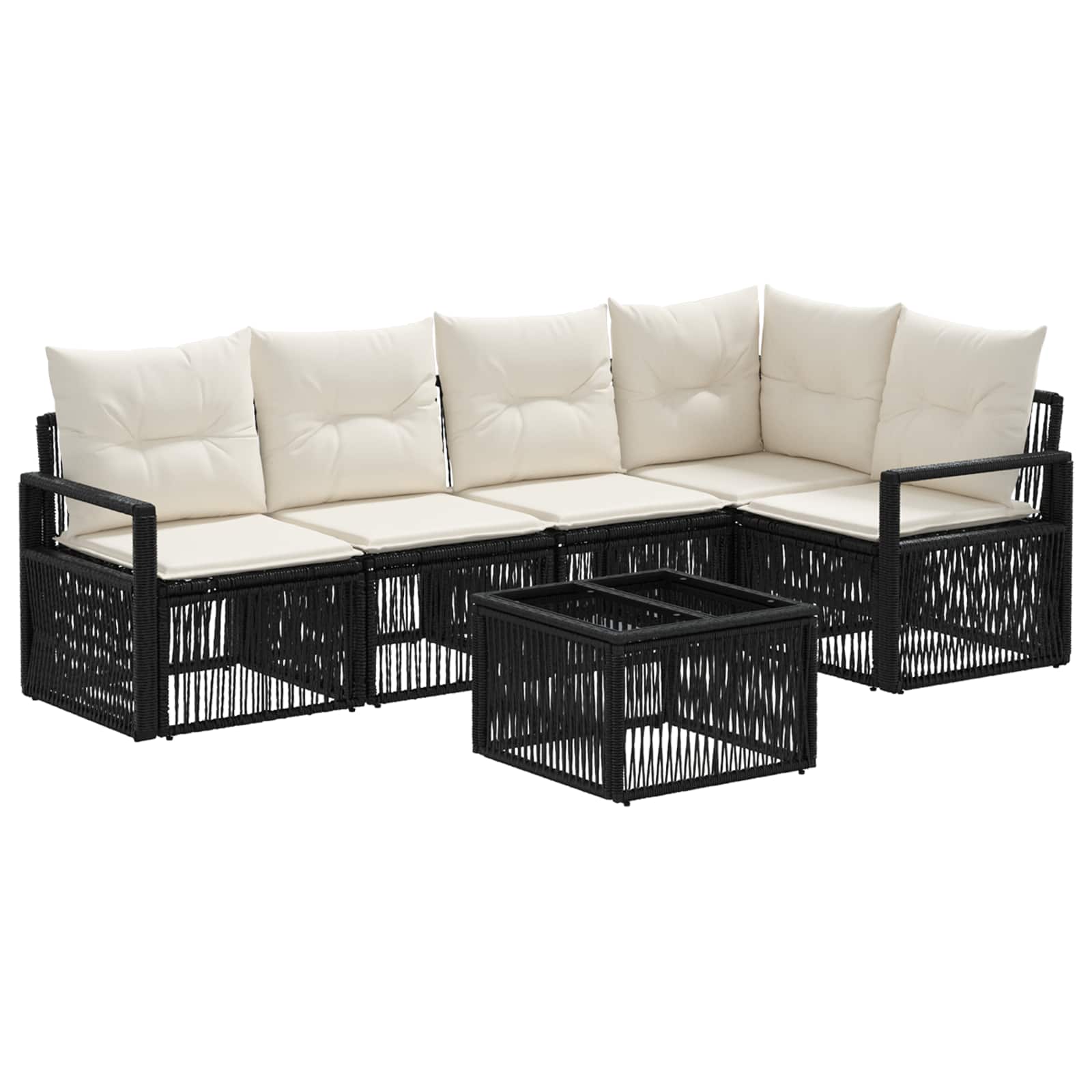 Conjunto de sofás de jardim 6 pcs Bege vime sintético