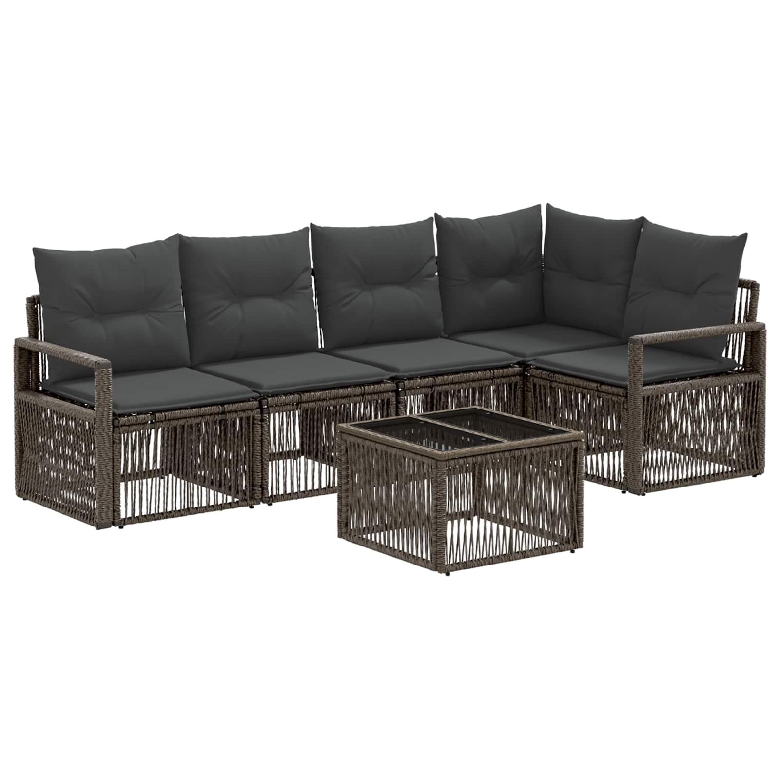 Conjunto de sofás de jardim 6 pcs Bege vime sintético