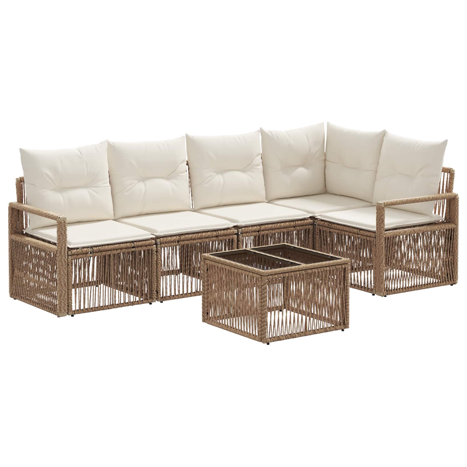 Conjunto de sofás de jardín 6 pcs Beige ratán sintético