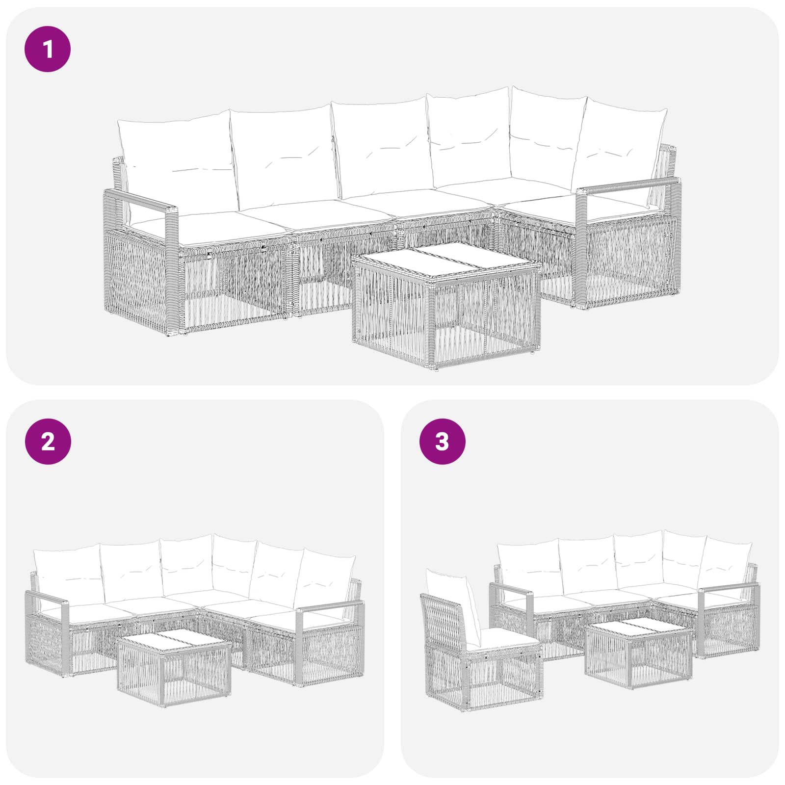Conjunto de sofás de jardín 6 pcs Beige ratán sintético