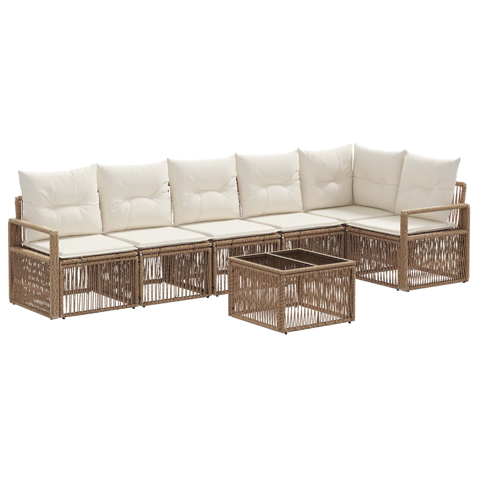 7-piece garden sofa set Beige synthetic rattan