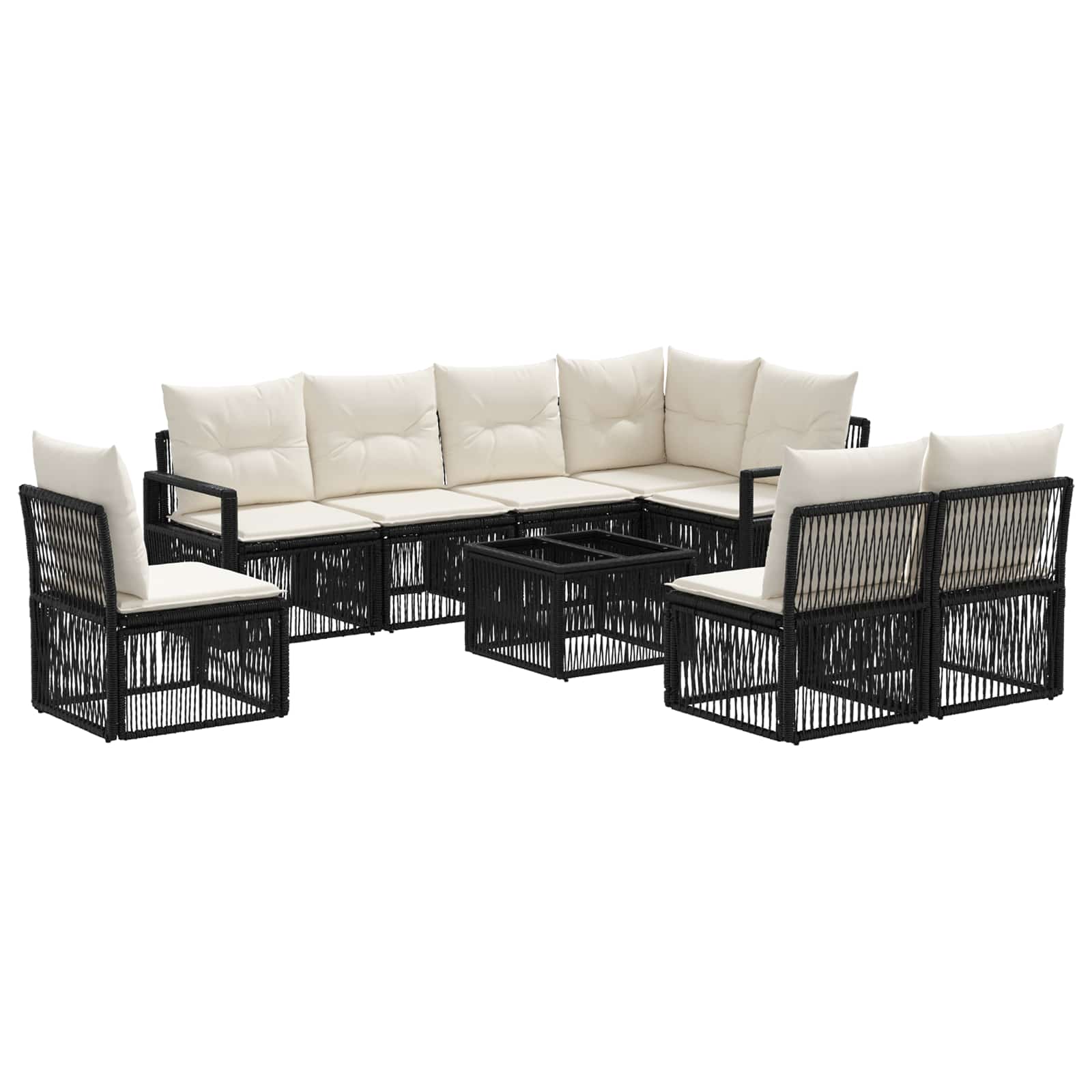 Conjunto de sofás de jardín 9 pcs Beige ratán sintético
