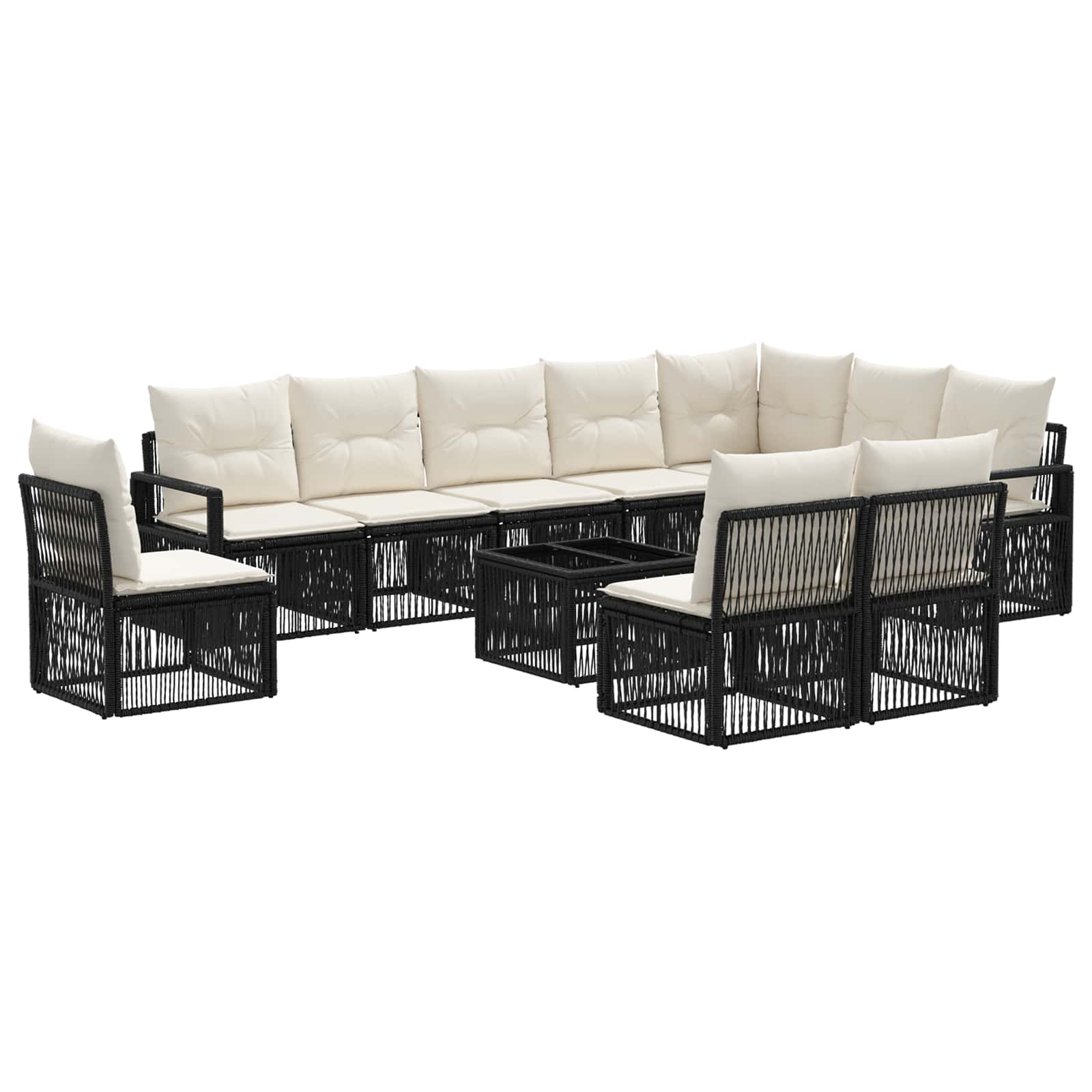 Conjunto de sofás de jardín 11 pcs Beige ratán sintético