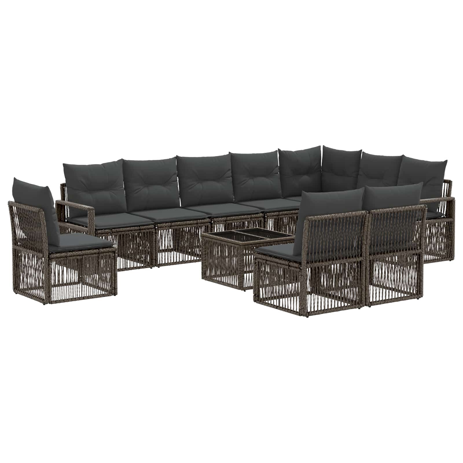 Conjunto de sofás de jardín 11 pcs Beige ratán sintético