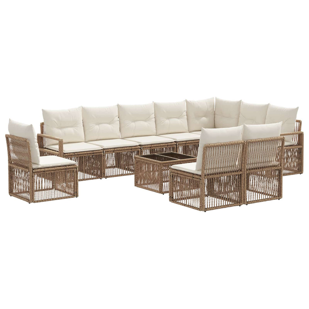 Conjunto de sofás de jardín 11 pcs Beige ratán sintético