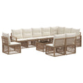Conjunto de sofás de jardín 11 pcs Beige ratán sintético