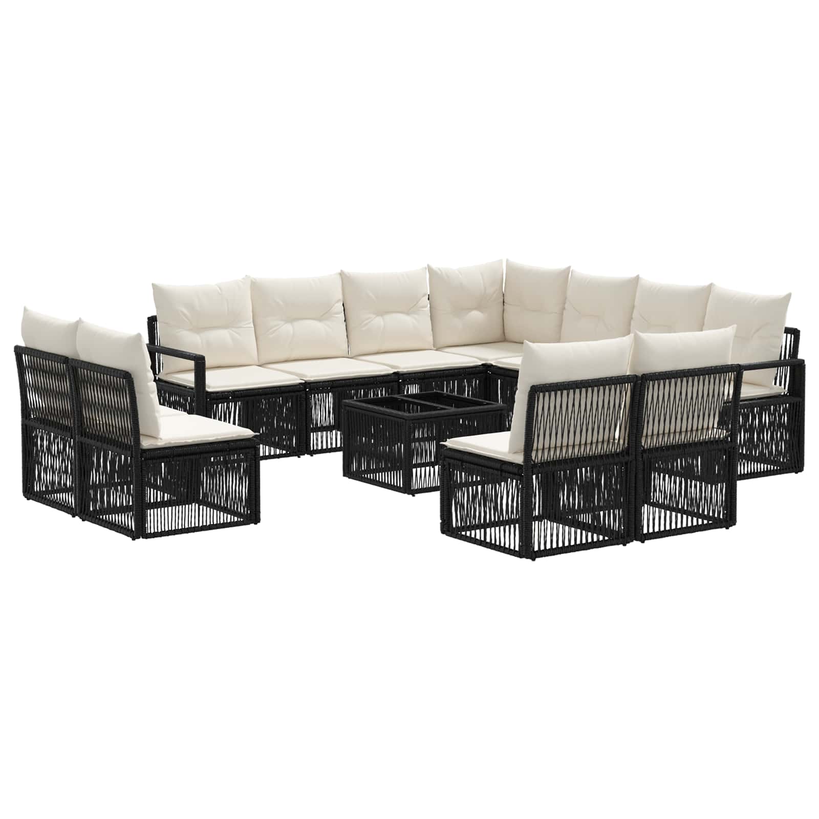 Conjunto de sofás de jardín 12 pcs Beige ratán sintético
