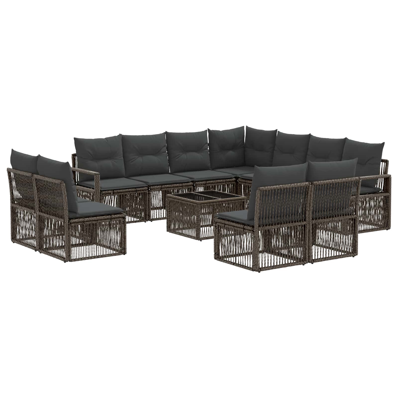Conjunto de sofás de jardín 12 pcs Beige ratán sintético