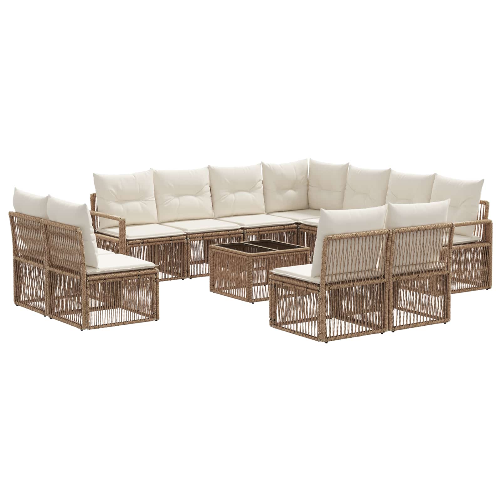 Conjunto de sofás de jardín 12 pcs Beige ratán sintético