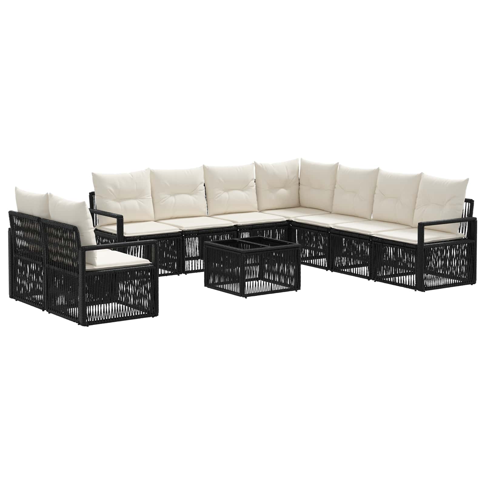Conjunto de sofás de jardín 10 pcs Beige ratán sintético
