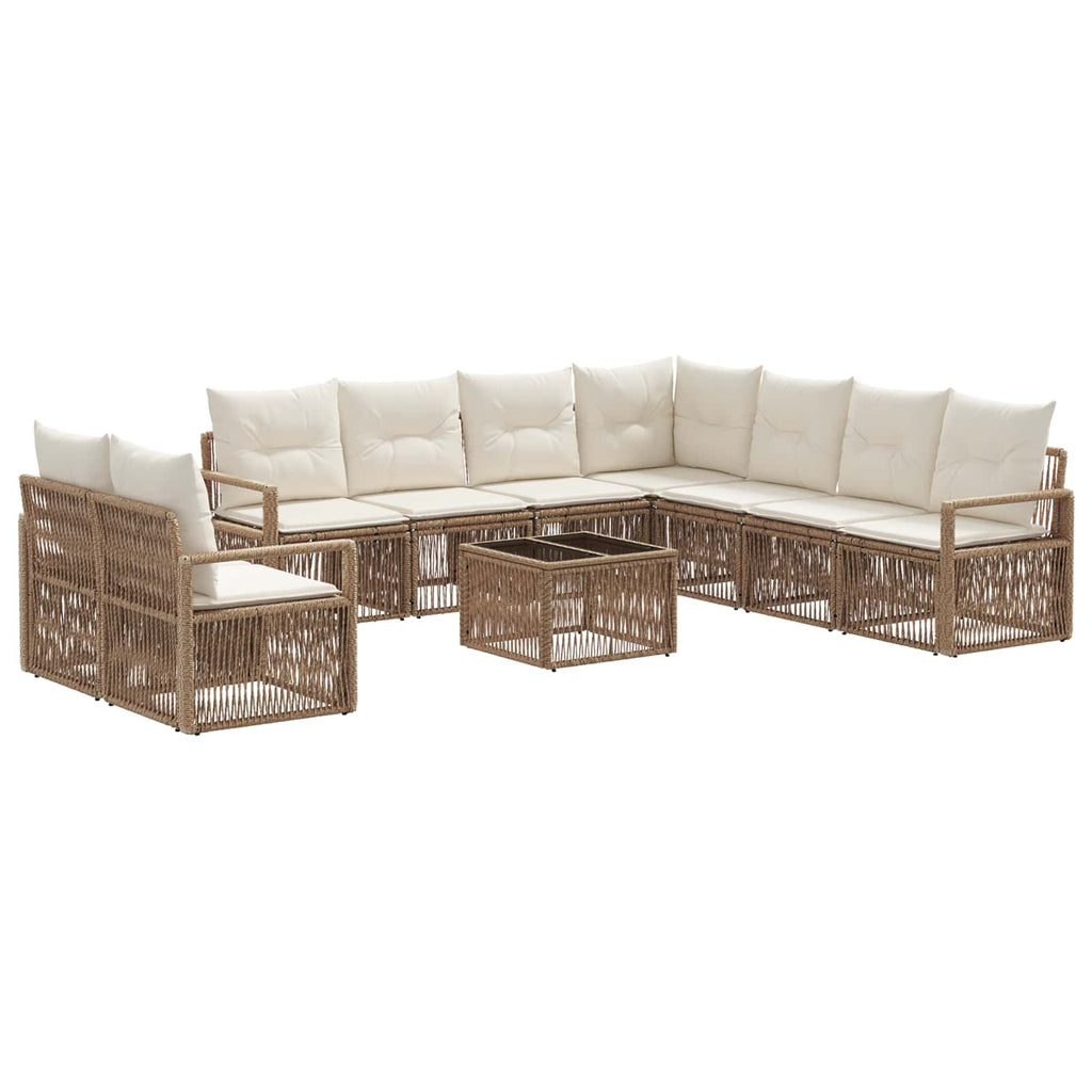 Conjunto de sofás de jardín 10 pcs Beige ratán sintético