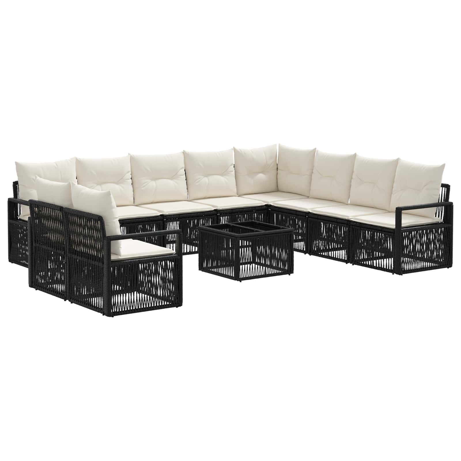 Conjunto de sofás de jardín 11 pcs Beige ratán sintético