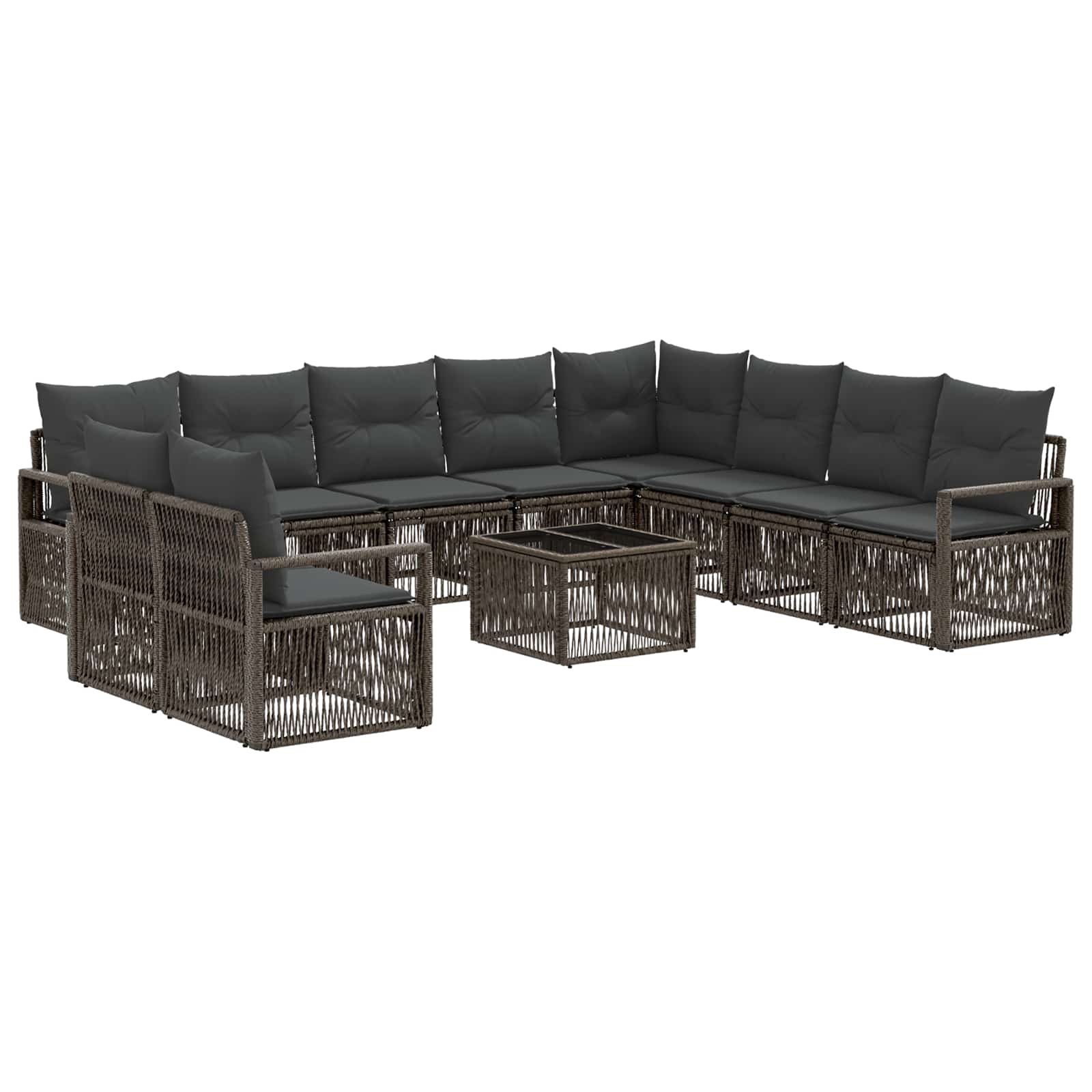 Conjunto de sofás de jardín 11 pcs Beige ratán sintético