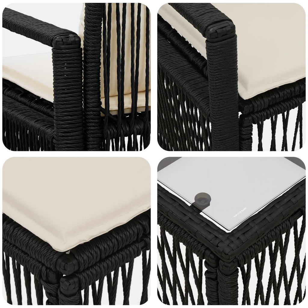 Conjunto de sofás de jardín 12 pcs Negro ratán sintético