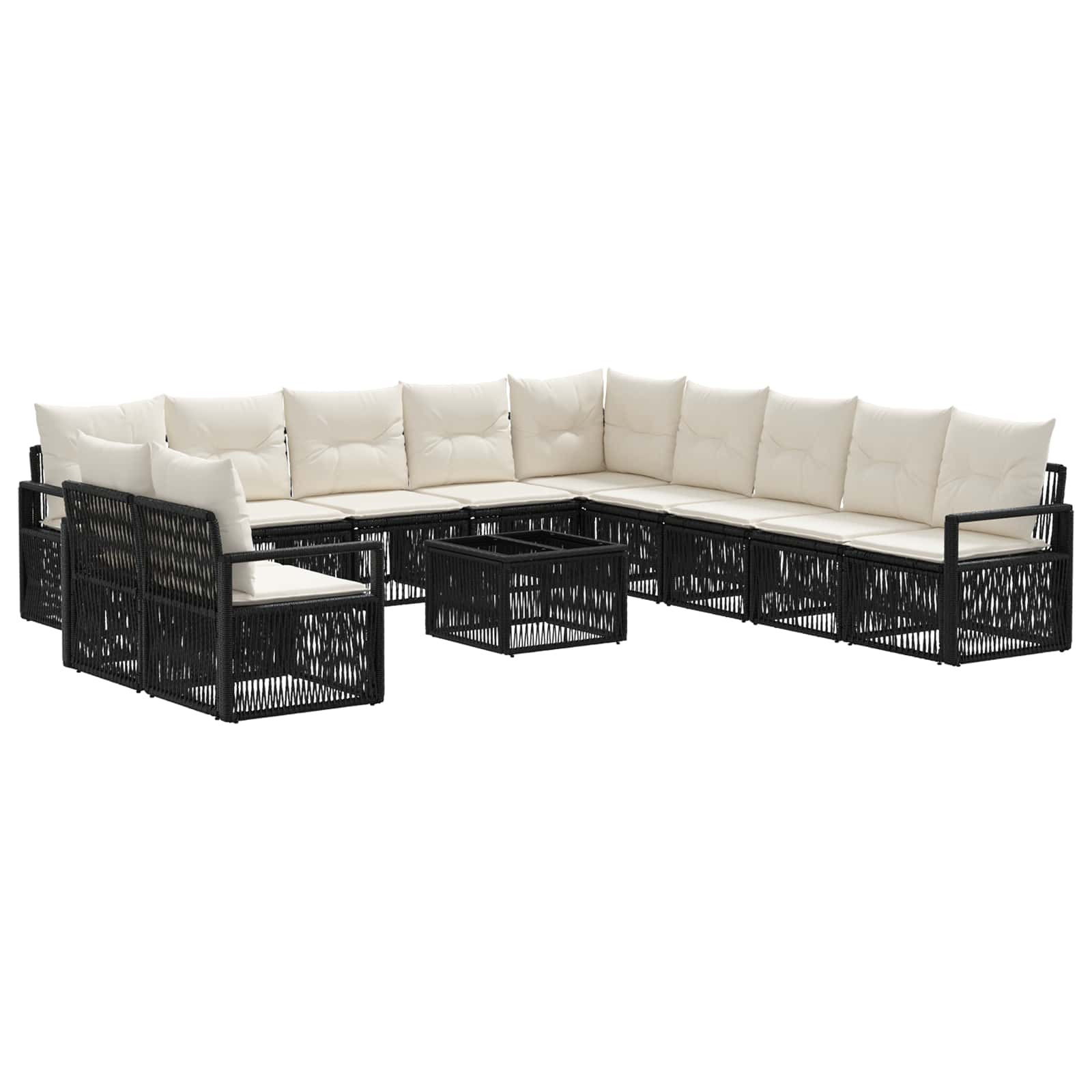 Conjunto de sofás de jardín 12 pcs Negro ratán sintético