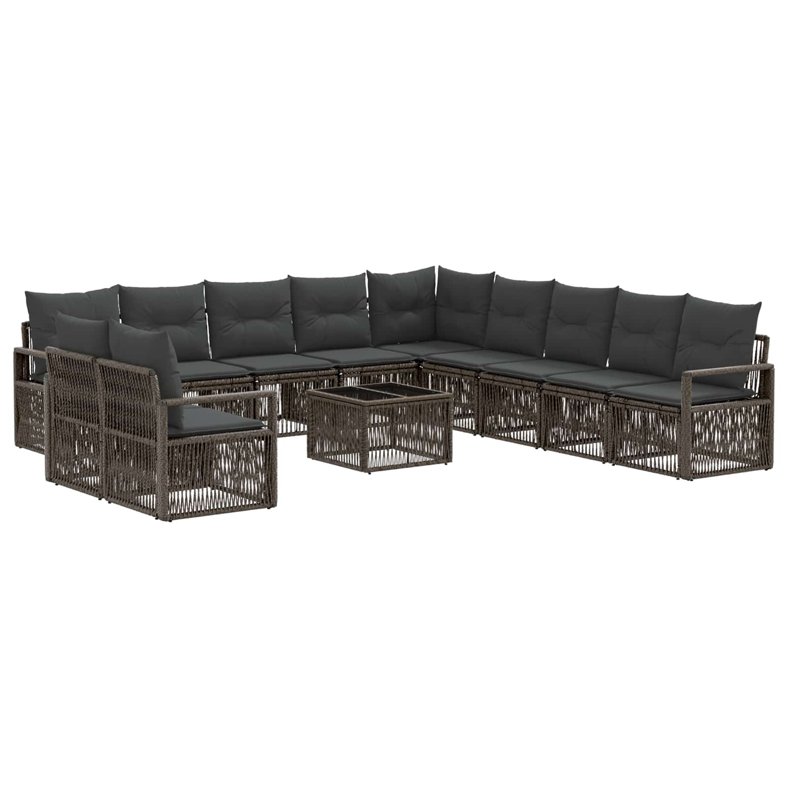Conjunto de sofás de jardín 12 pcs Gris ratán sintético