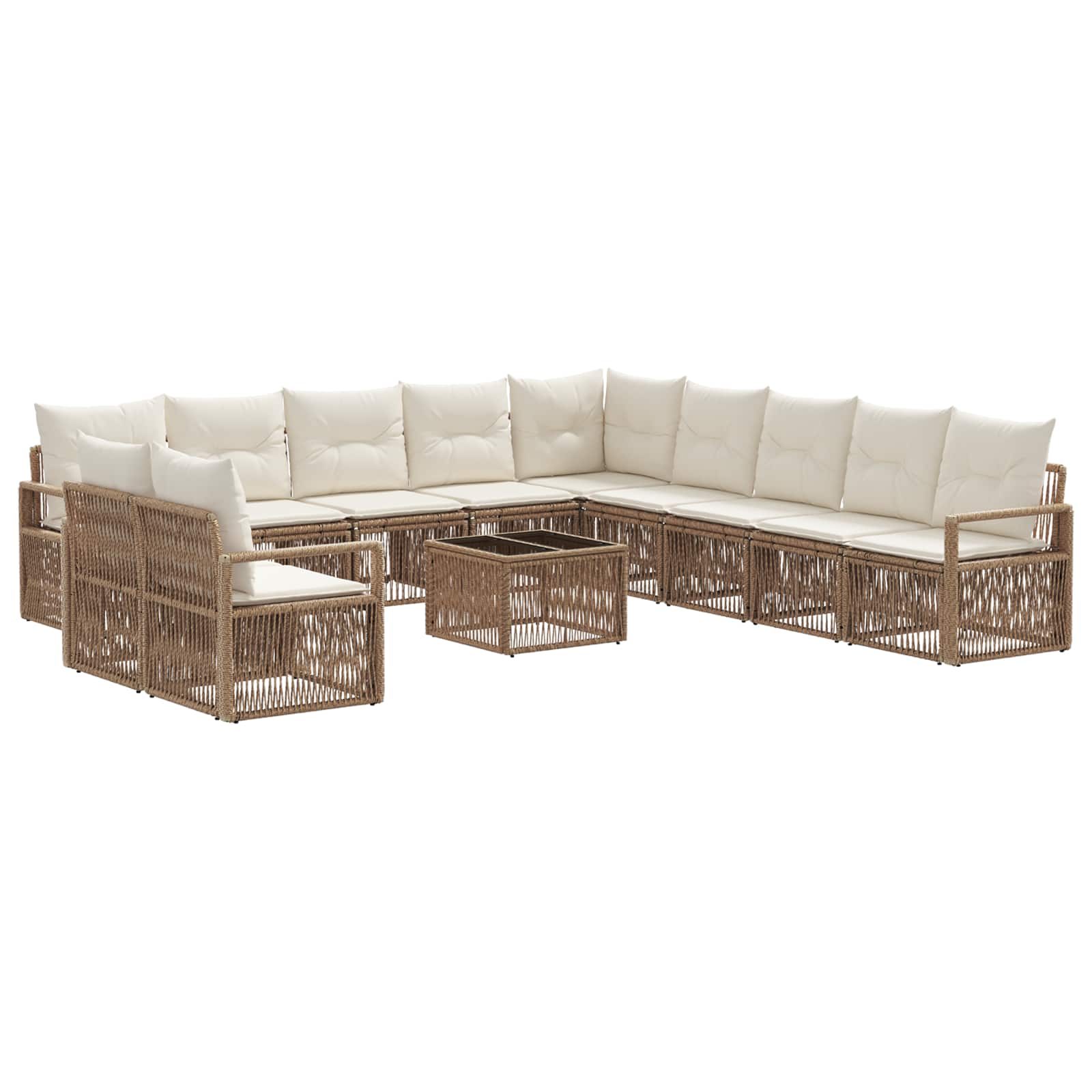 Conjunto de sofás de jardín 12 pcs Beige ratán sintético
