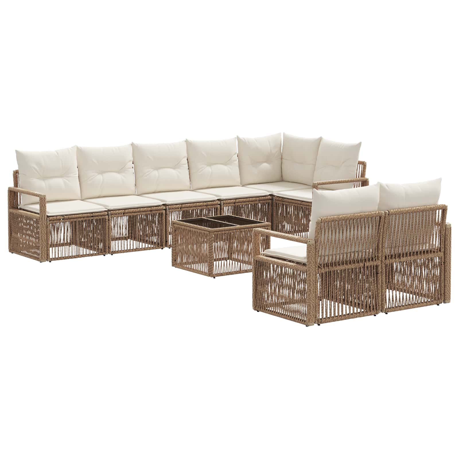 Conjunto de sofá de jardín 7 pcs Beige Poliratán