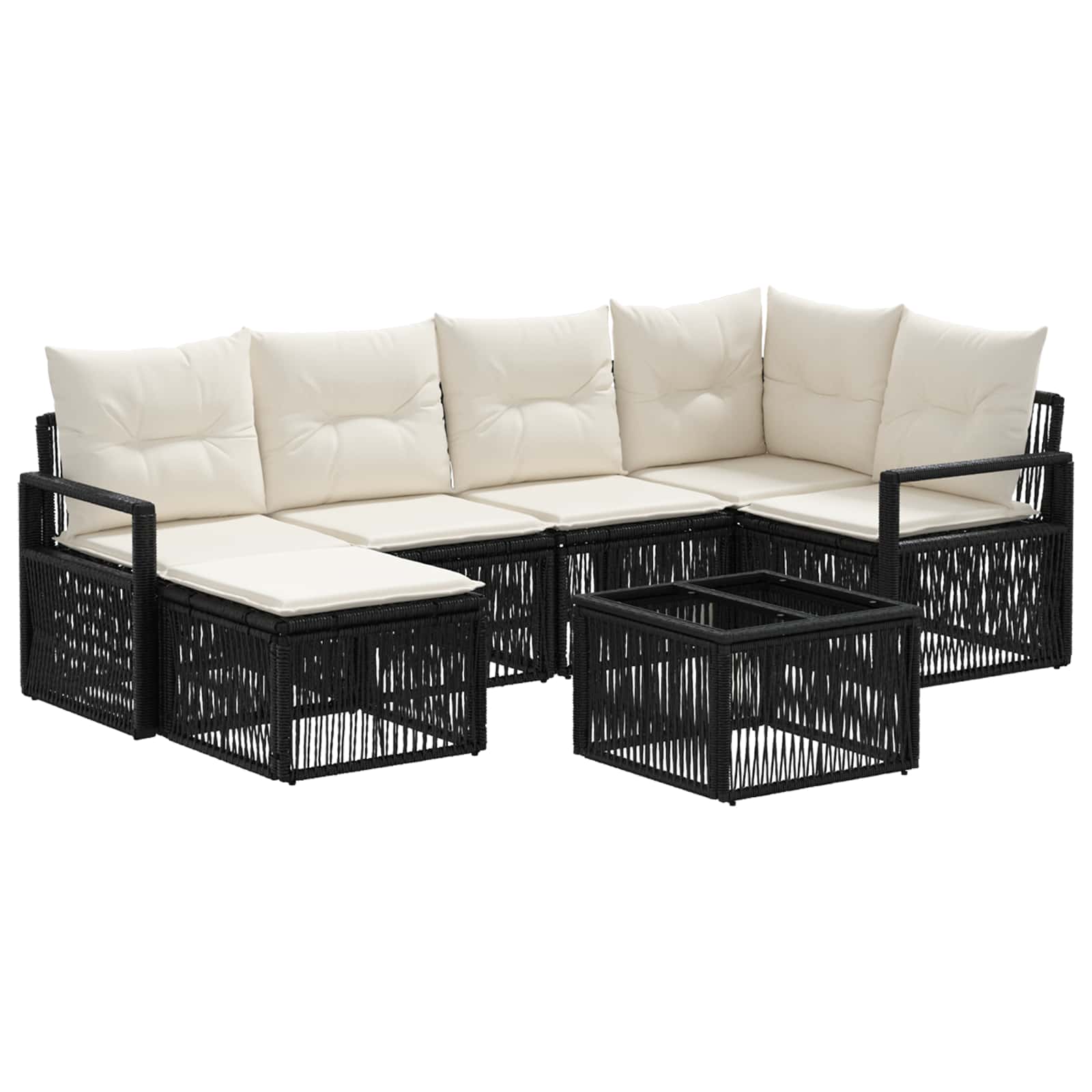 Conjunto de sofás de jardín 7 pcs Beige ratán sintético
