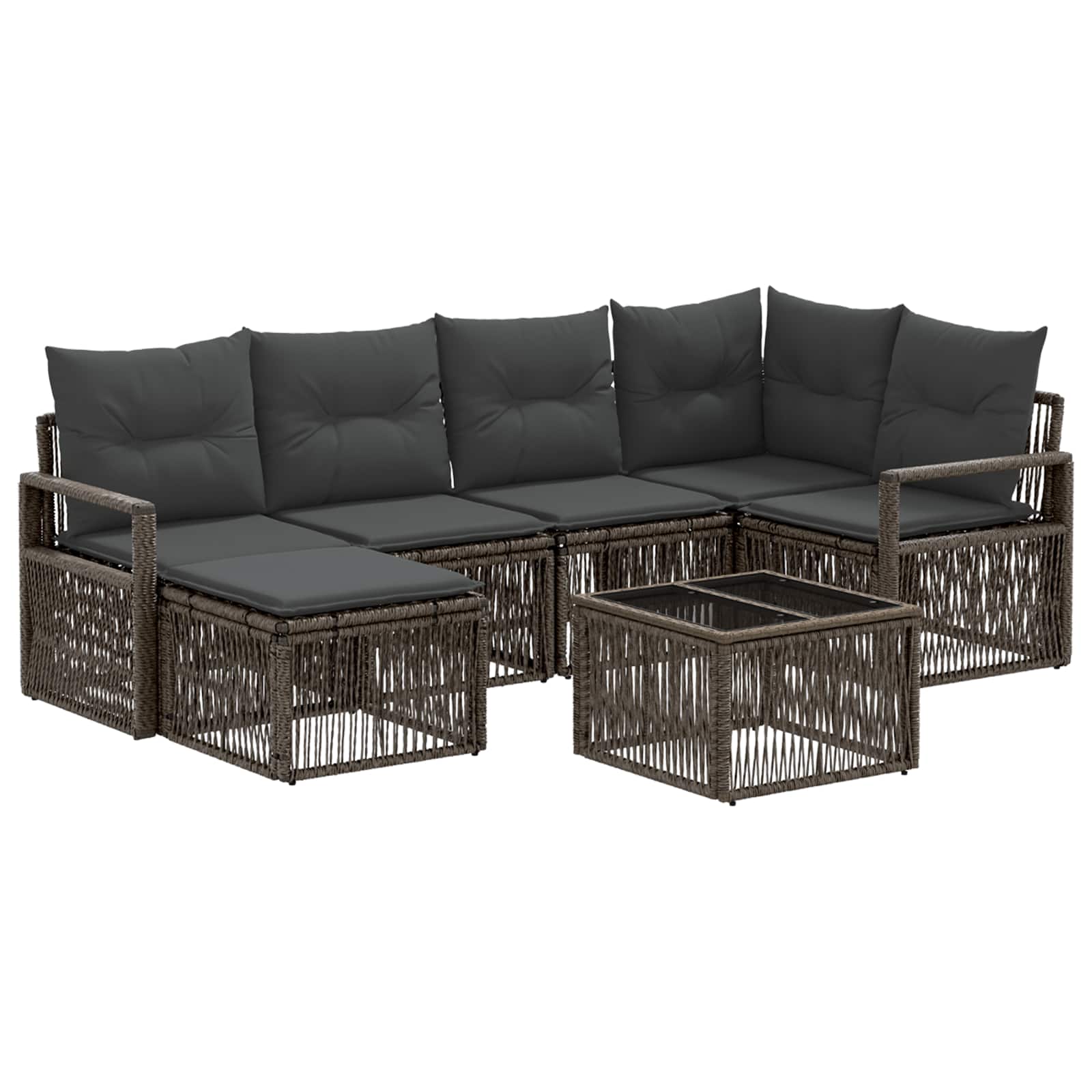 Conjunto de sofás de jardín 7 pcs Beige ratán sintético