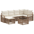 Conjunto de sofás de jardín 7 pcs Beige ratán sintético