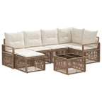 Conjunto de sofás de jardín 7 pcs Beige ratán sintético