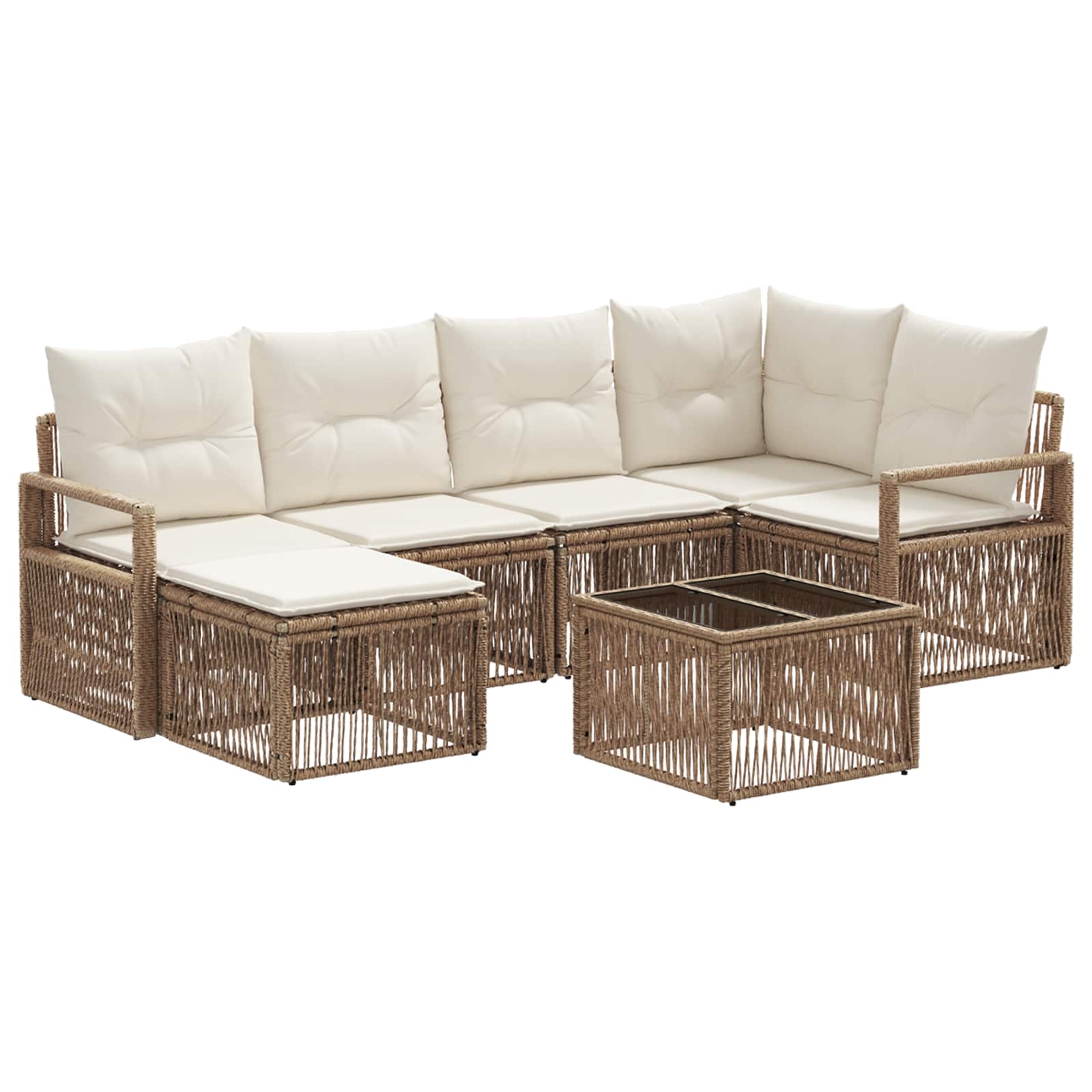Conjunto de sofás de jardín 7 pcs Beige ratán sintético