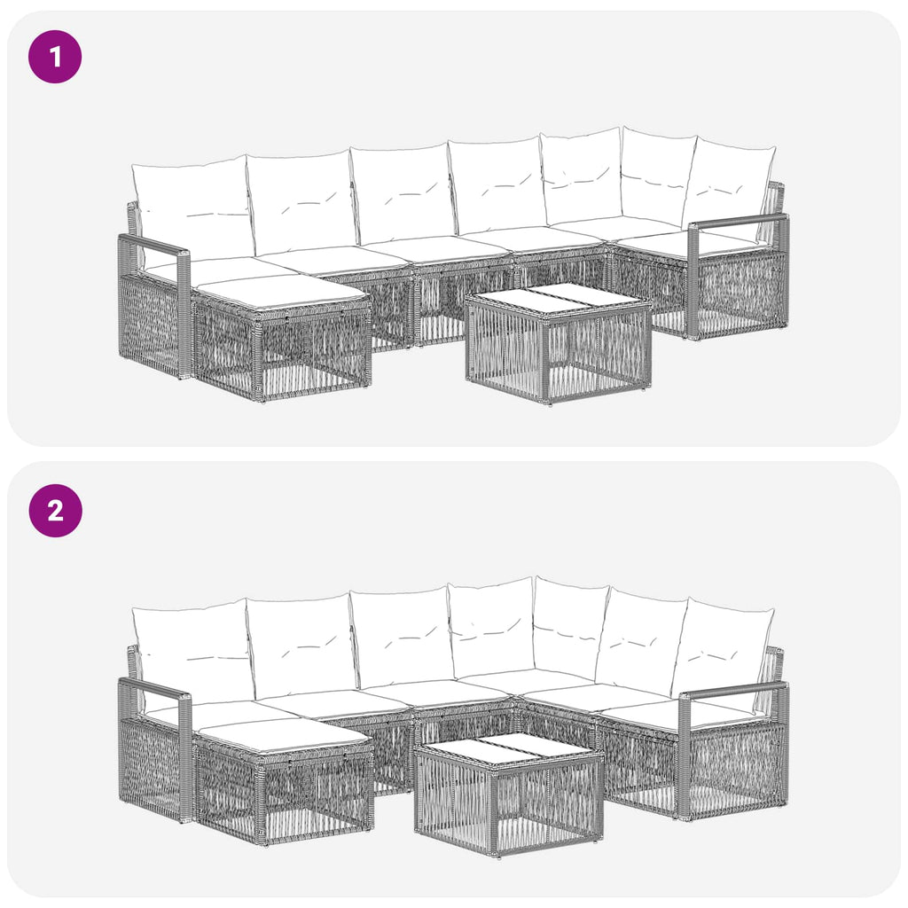 Conjunto de sofás de jardín 8 pcs Beige ratán sintético