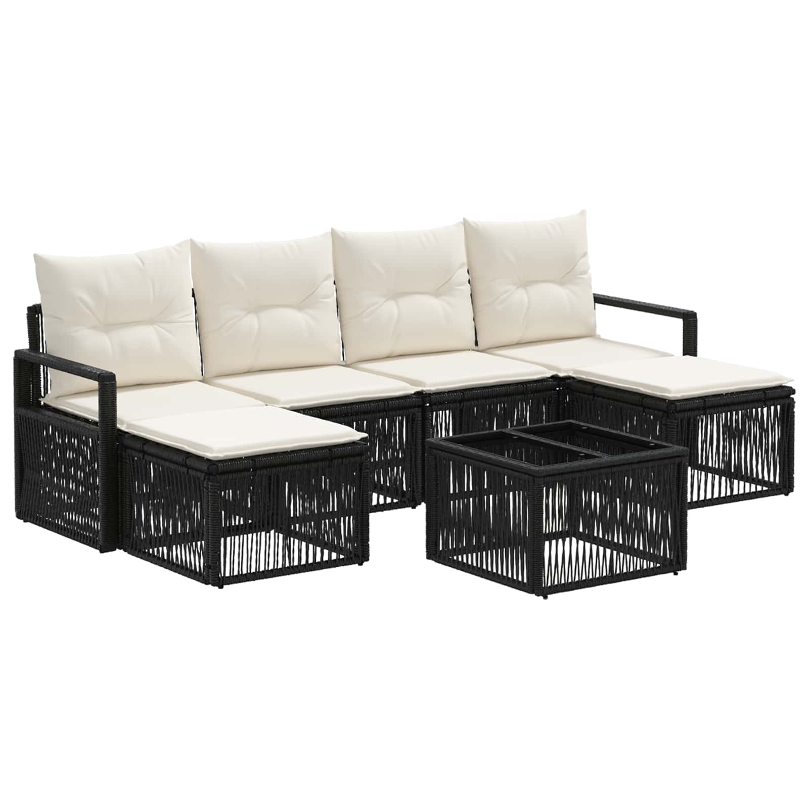 Conjunto de sofás de jardín 7 pcs Beige ratán sintético