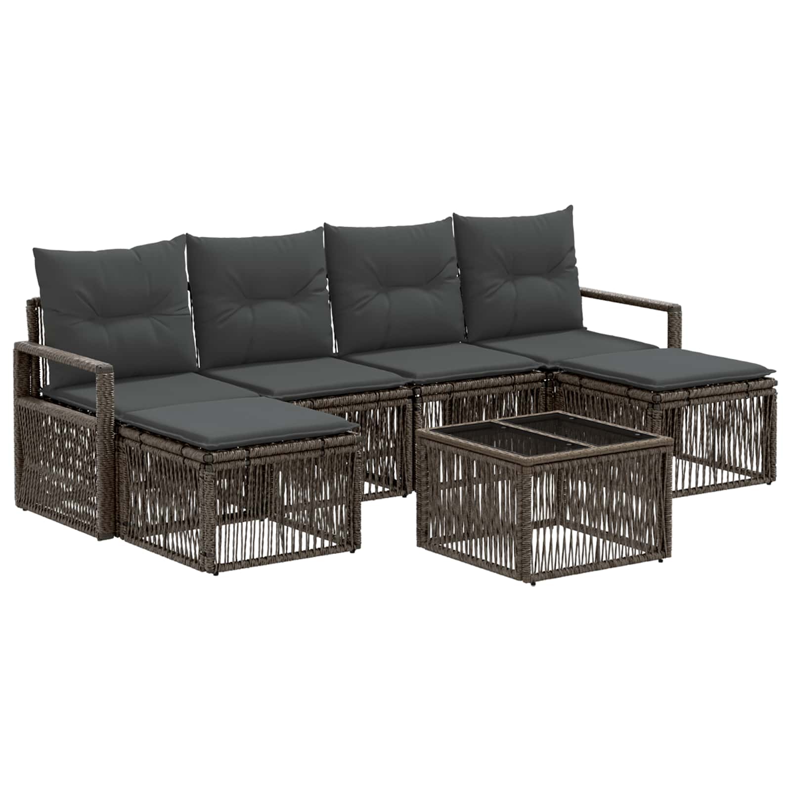 Conjunto de sofás de jardín 7 pcs Beige ratán sintético