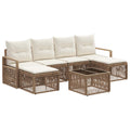 Conjunto de sofás de jardín 7 pcs Beige ratán sintético