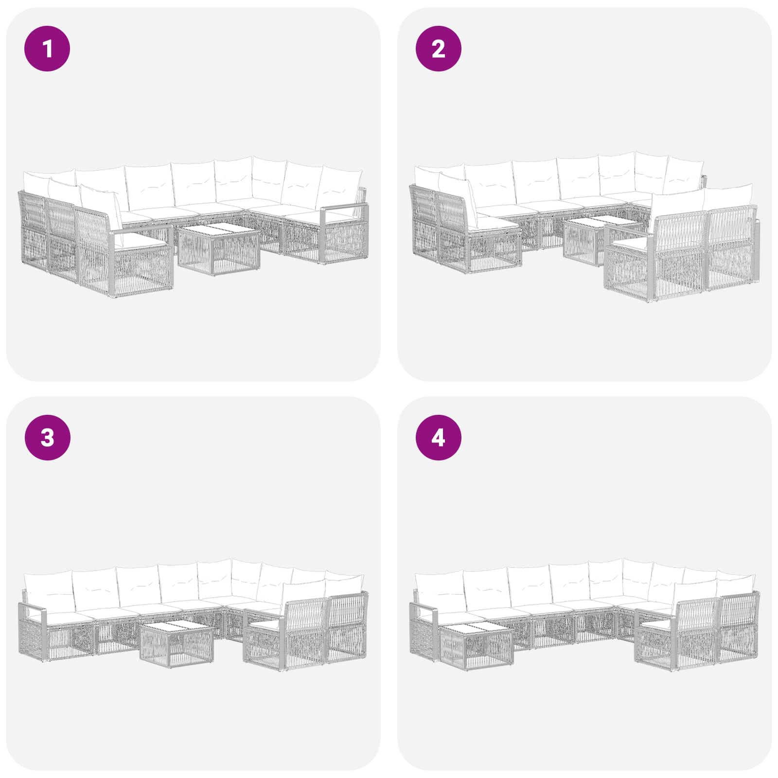 Conjunto de sofás de jardín 10 pcs Beige ratán sintético