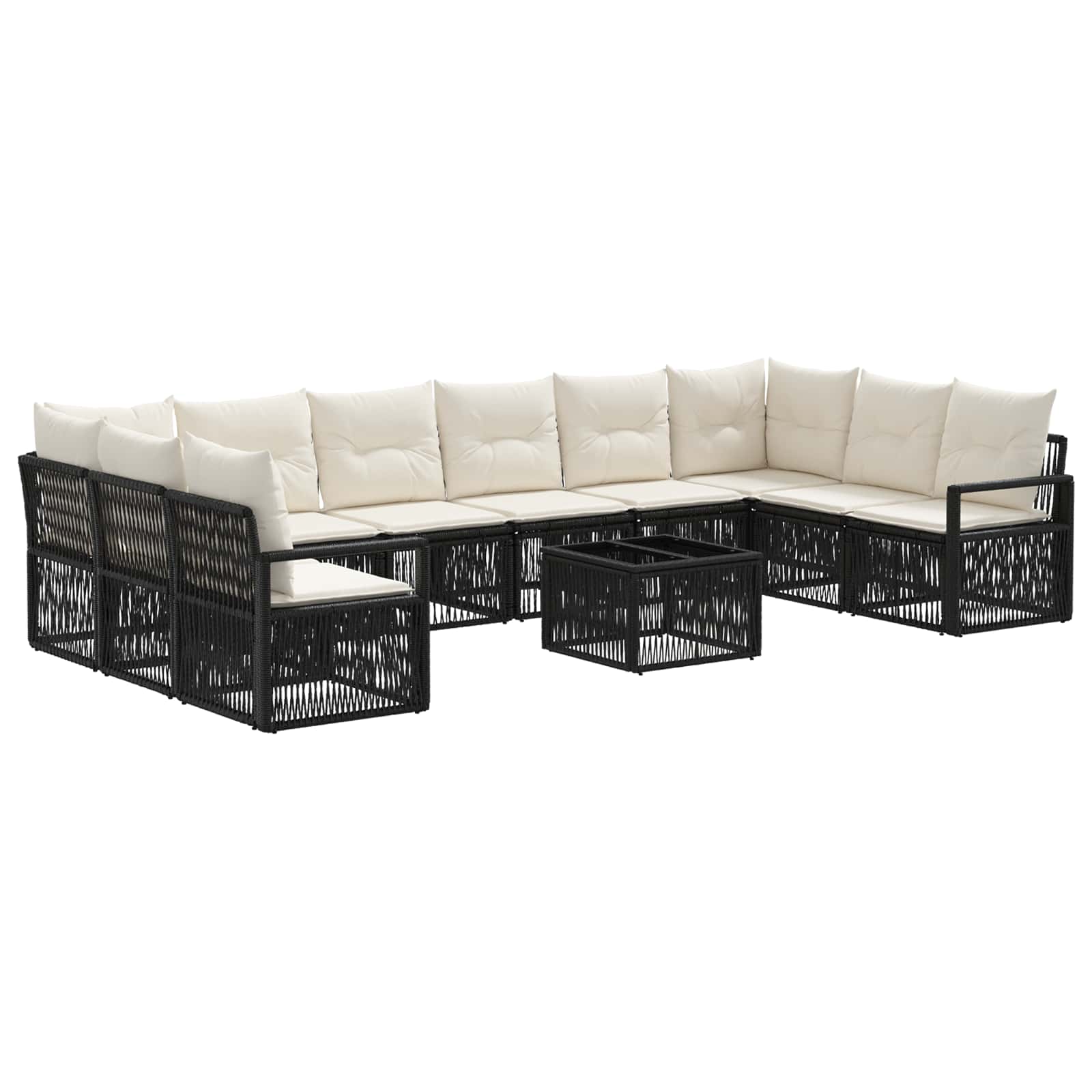 Conjunto de sofás de jardín 11 pcs Beige ratán sintético
