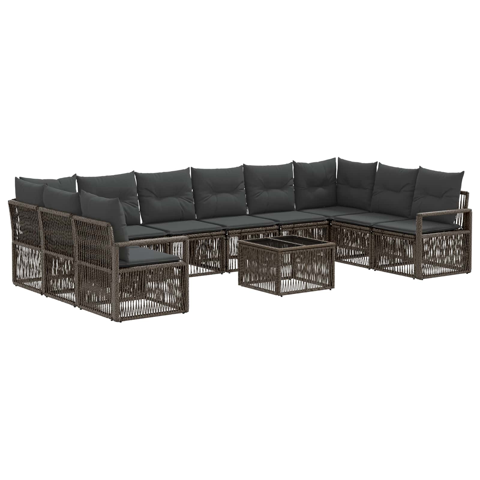 Conjunto de sofás de jardín 11 pcs Beige ratán sintético