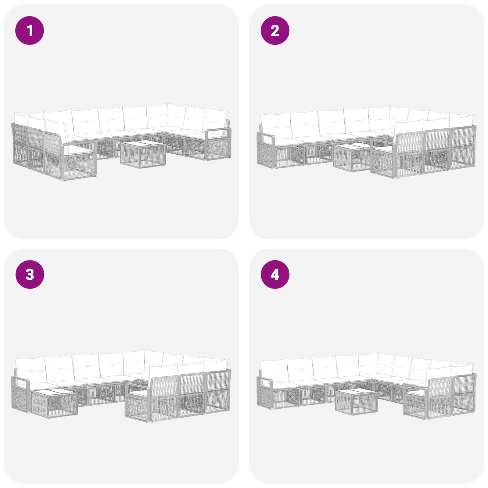 Conjunto de sofás de jardín 11 pcs Beige ratán sintético