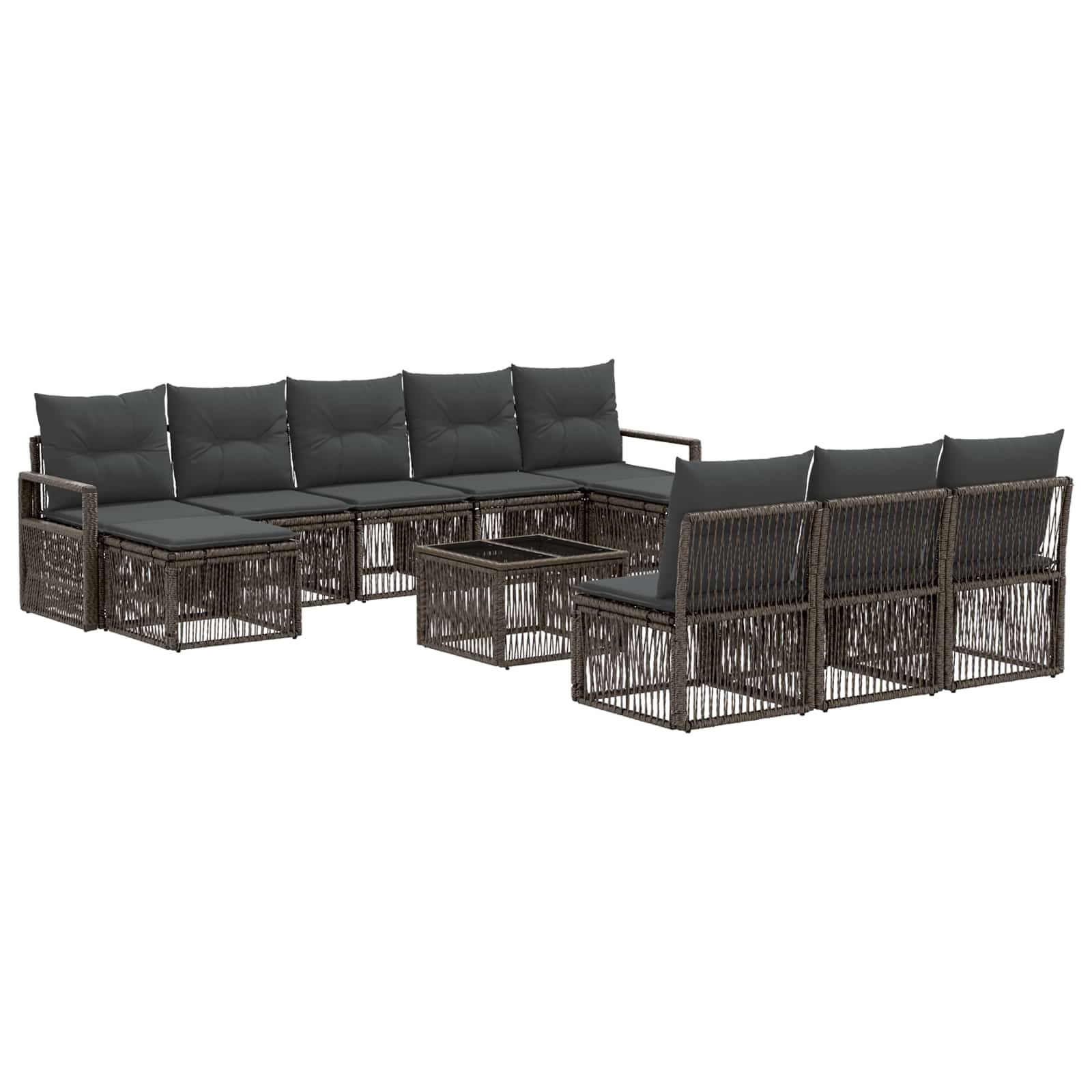 11-Piece Garden Sofa Set Beige Synthetic Rattan