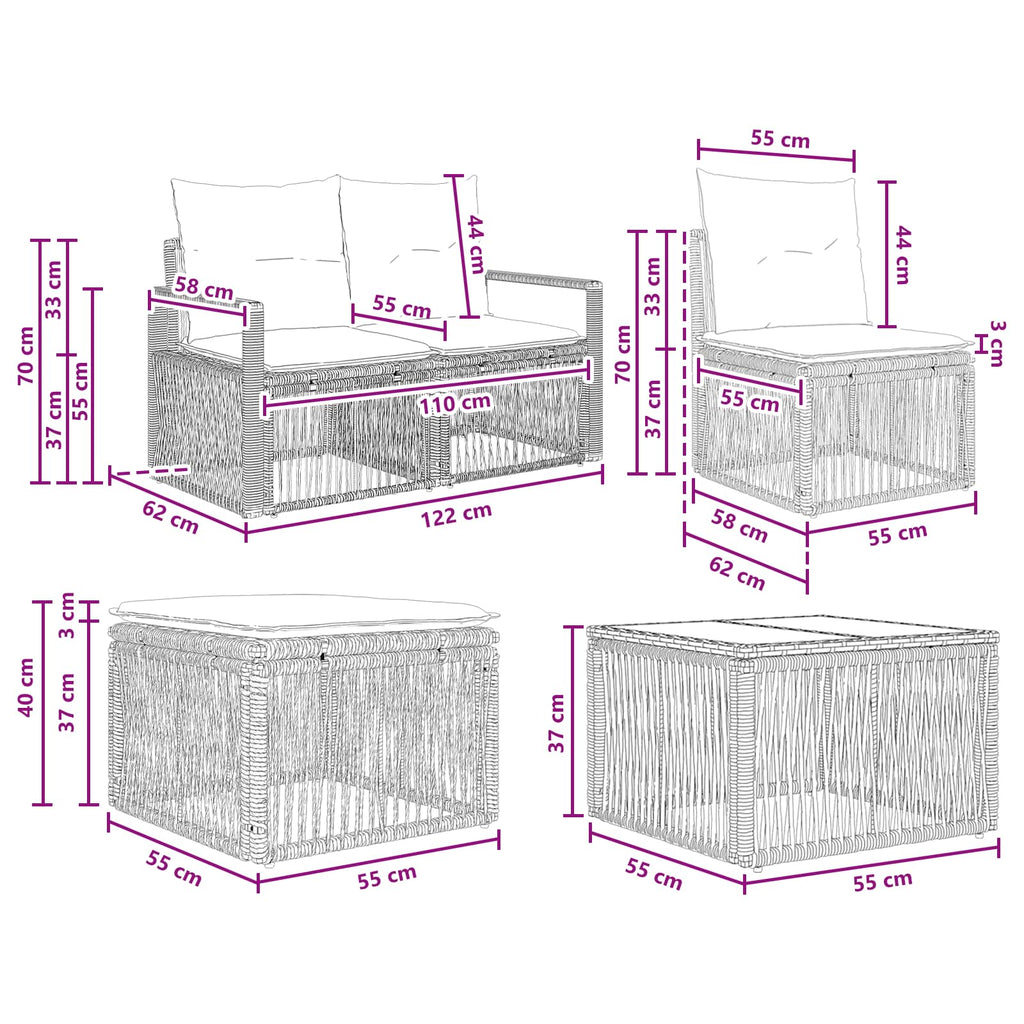 11-Piece Garden Sofa Set Beige Synthetic Rattan