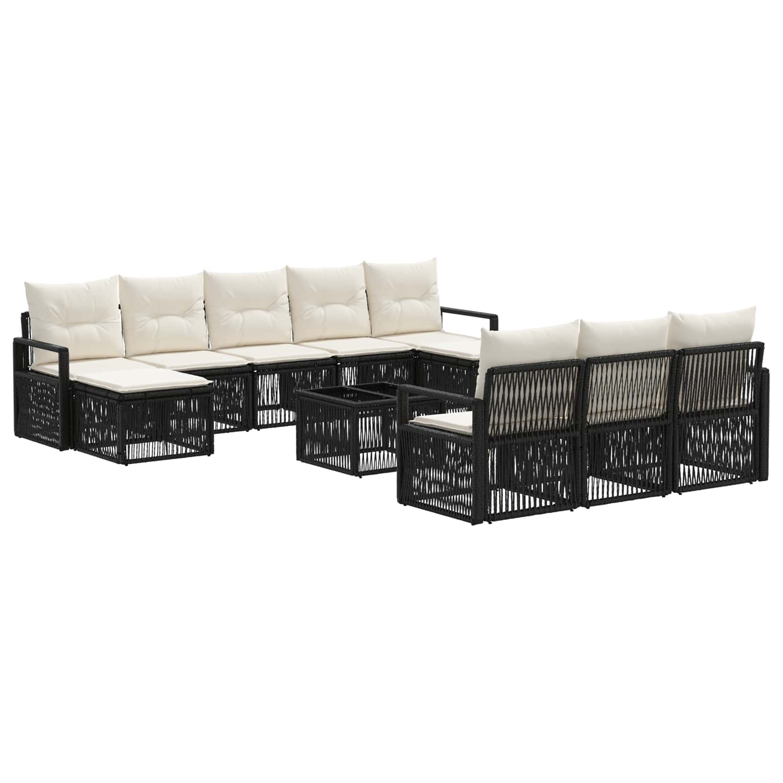 Conjunto de sofás de jardín 11 pcs Beige ratán sintético