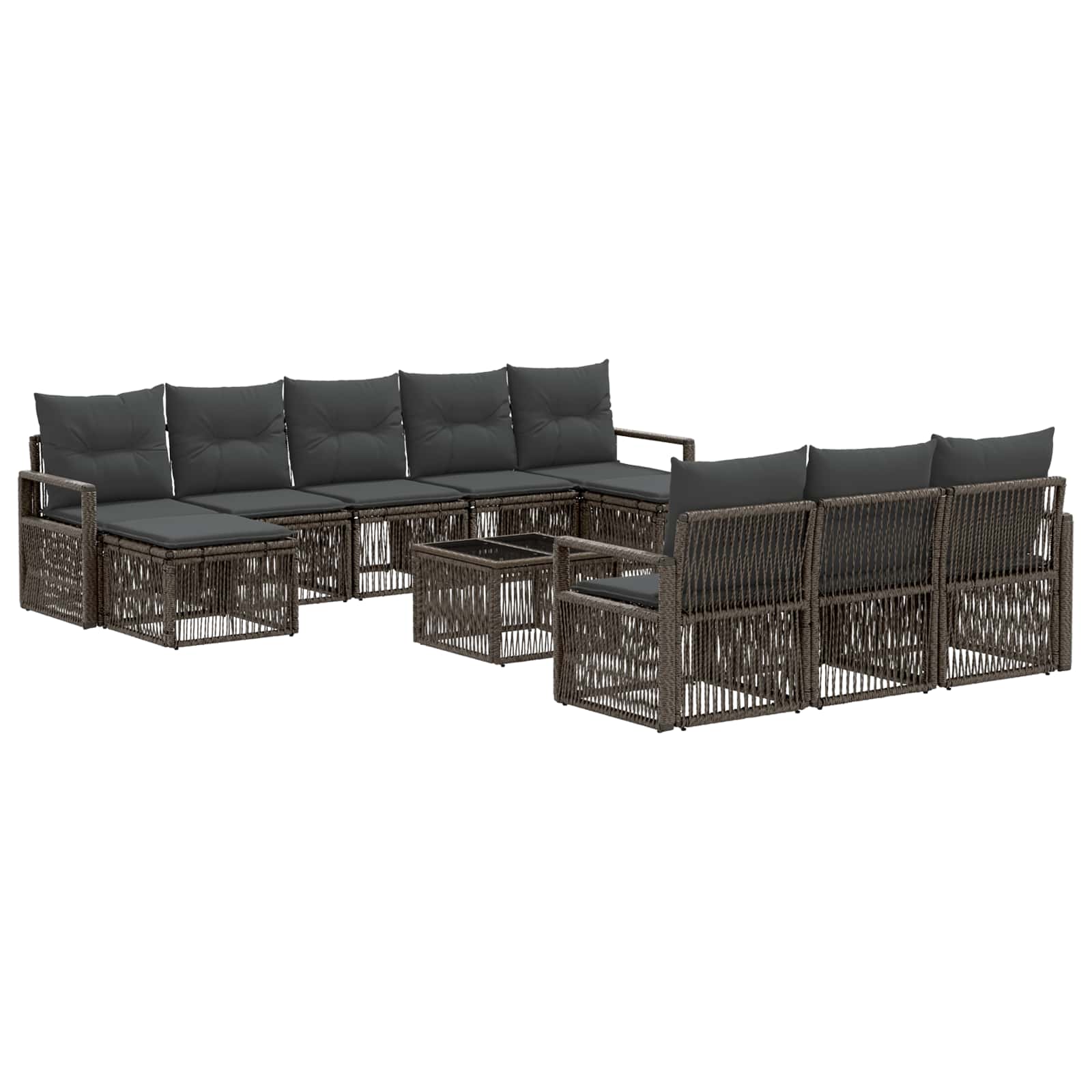 Conjunto de sofás de jardín 11 pcs Beige ratán sintético