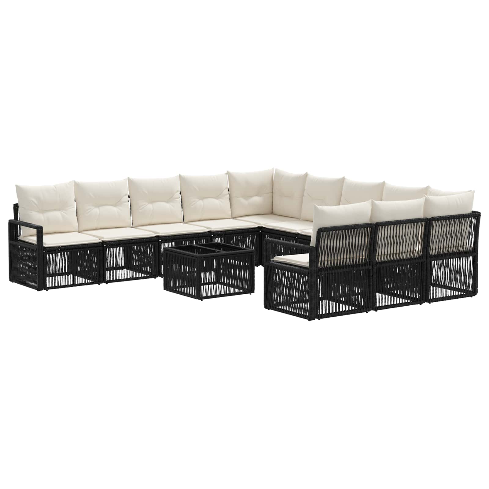 Conjunto de sofás de jardín 12 pcs Beige ratán sintético