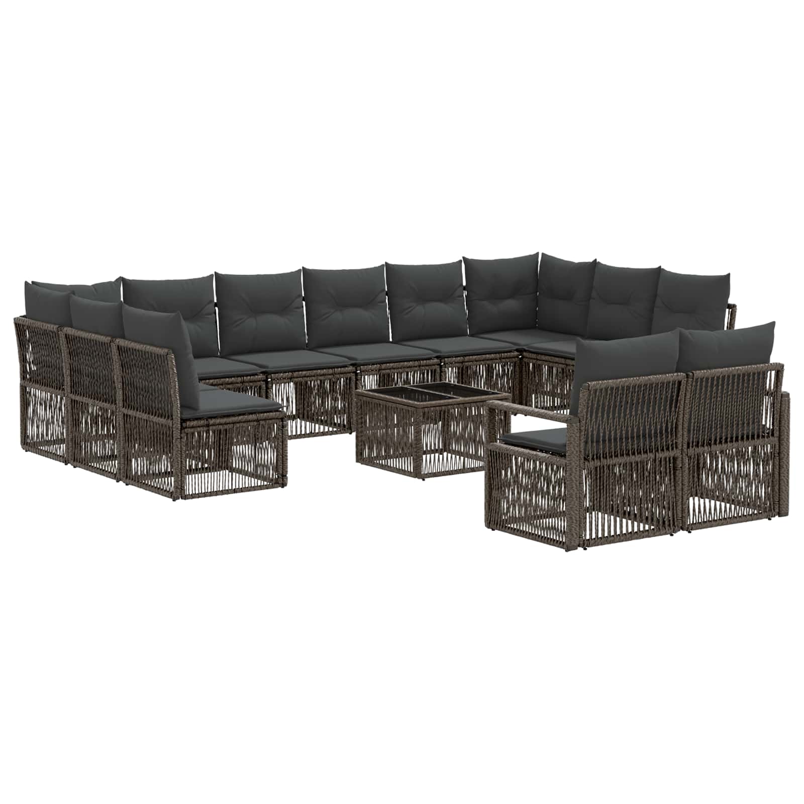 Conjunto de sofás de jardín 13 pcs Beige ratán sintético