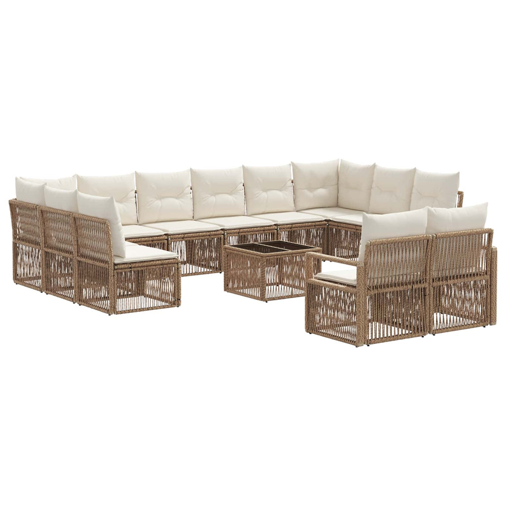 Conjunto de sofás de jardín 13 pcs Beige ratán sintético