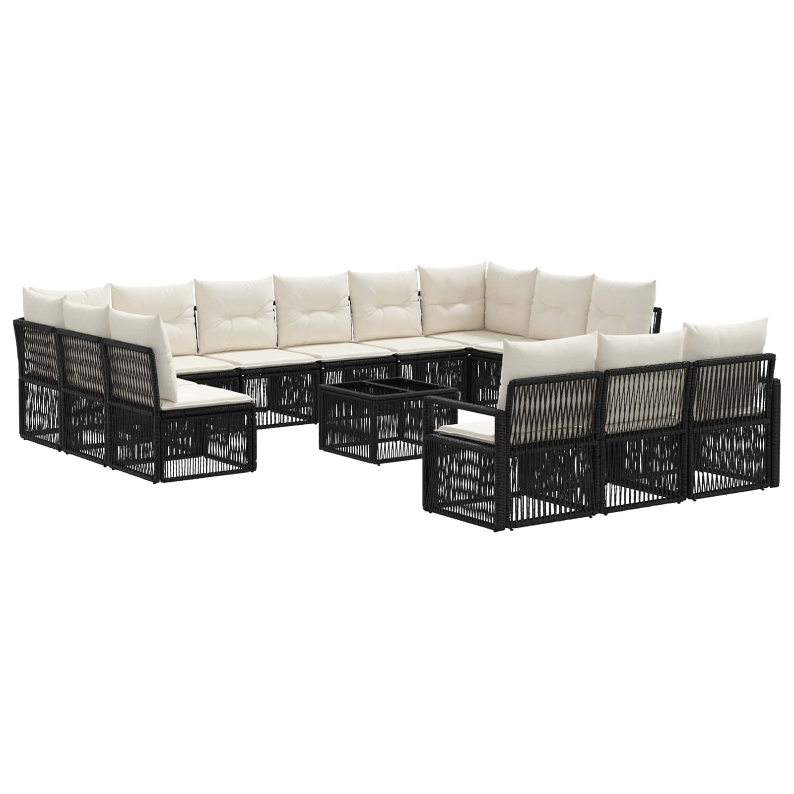 Conjunto de sofás de jardín 14 pcs Beige ratán sintético
