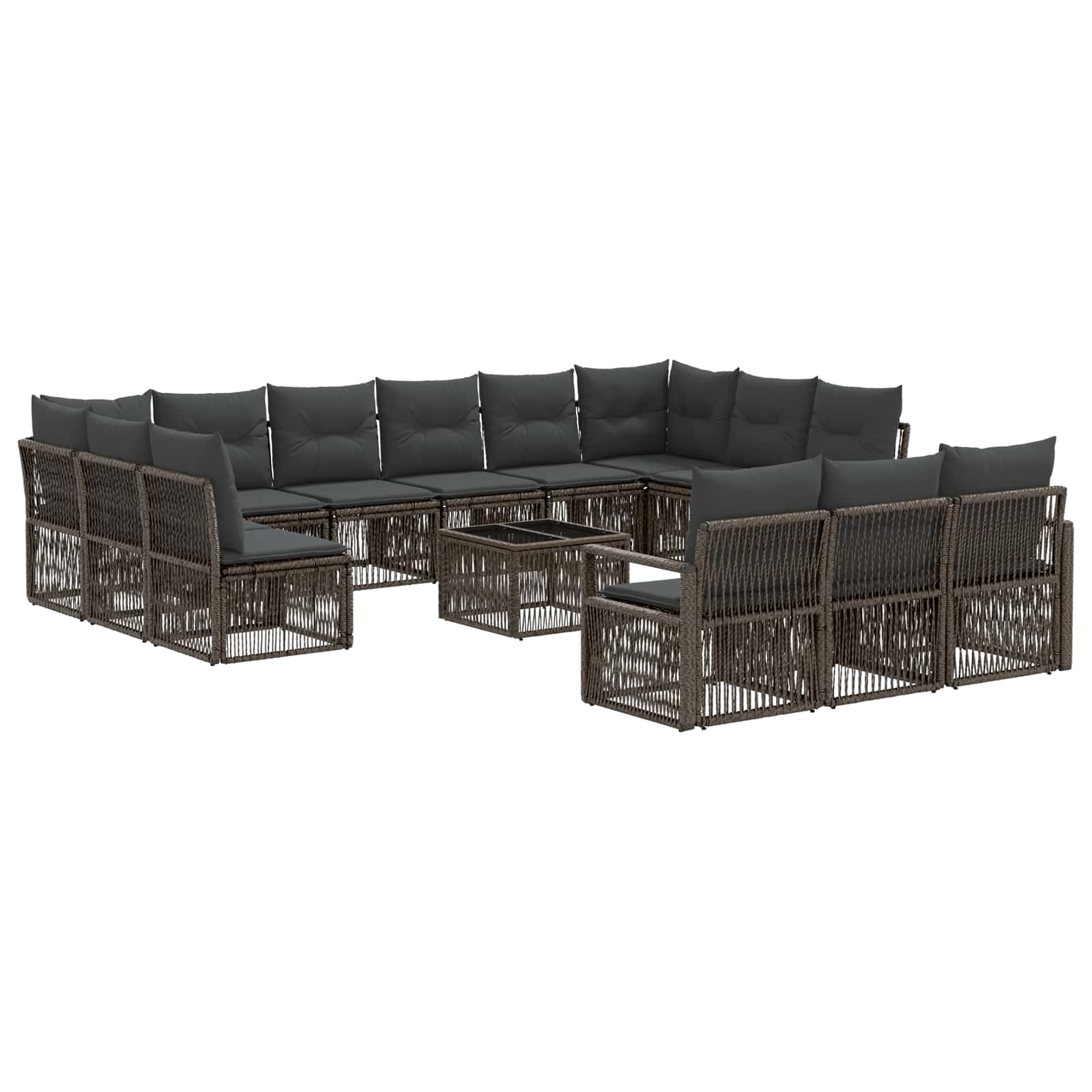 Conjunto de sofás de jardín 14 pcs Beige ratán sintético