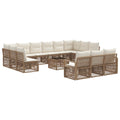 Conjunto de sofás de jardín 14 pcs Beige ratán sintético