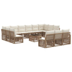 Conjunto de sofás de jardín 14 pcs Beige ratán sintético